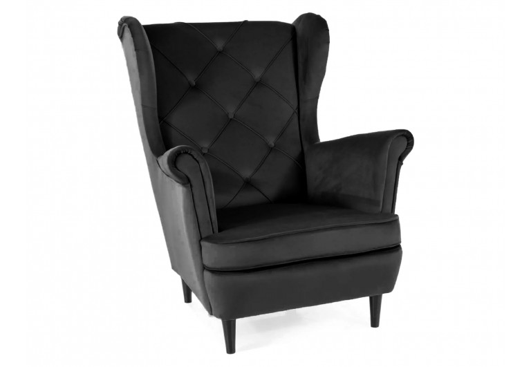 Fotel uszak Lady Velvet Czarny