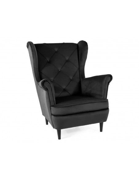 Fotel uszak Lady Velvet Czarny