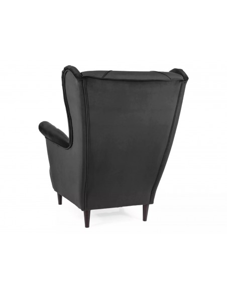 Fotel uszak Lady Velvet Czarny