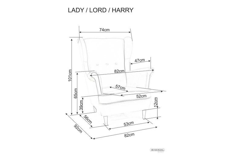 Fotel uszak Lady Velvet Czarny