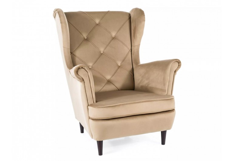 Fotel uszak Lady Velvet Beżowy