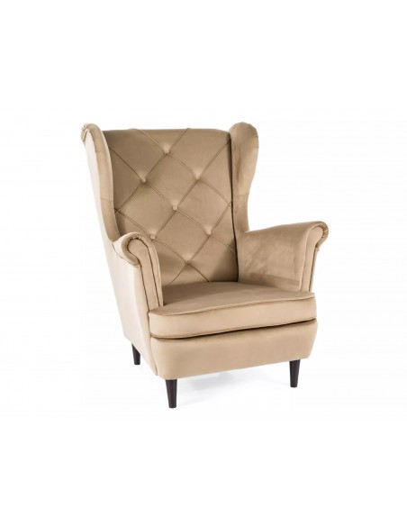 Fotel uszak Lady Velvet Beżowy