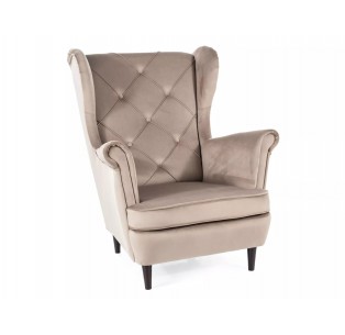 Fotel uszak Lady Velvet Ciemny Beż