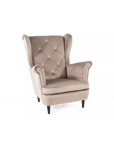 Fotel uszak Lady Velvet Ciemny Beż