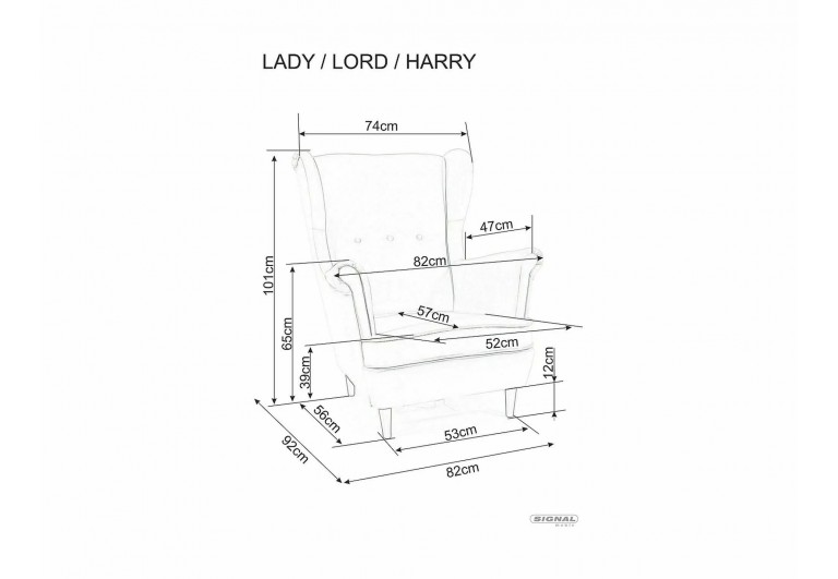 Fotel uszak Lady Velvet Ciemny Beż