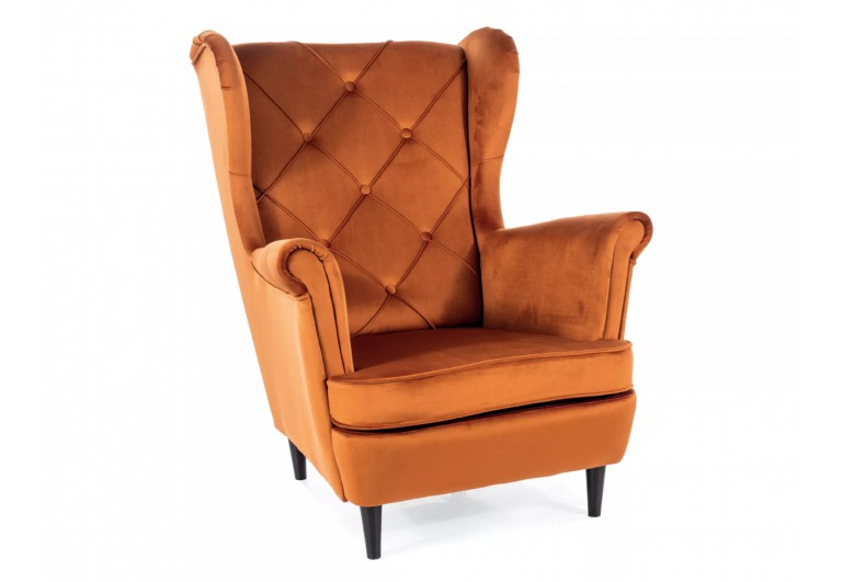 Fotel uszak Lady Velvet Cynamonowy
