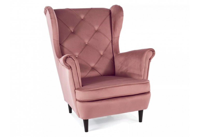 Fotel uszak Lady Velvet Różowy