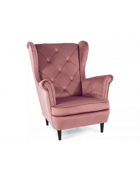 Fotel uszak Lady Velvet Różowy Fotel uszak Lady Velvet Różowy