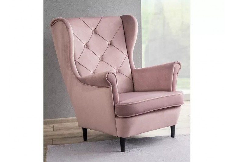 Fotel uszak Lady Velvet Różowy Fotel uszak Lady Velvet Różowy