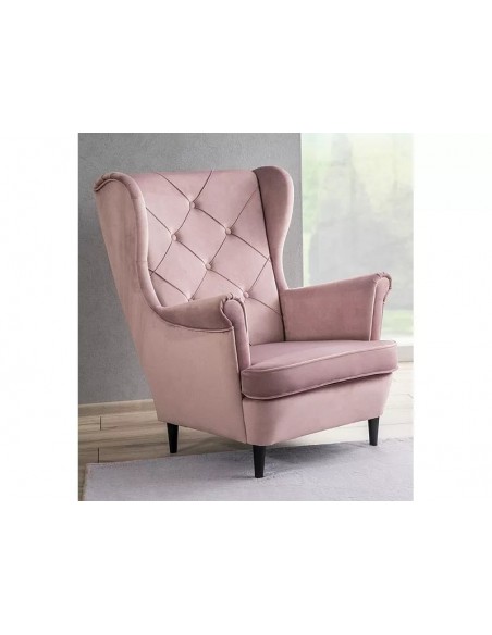 Fotel uszak Lady Velvet Różowy Fotel uszak Lady Velvet Różowy