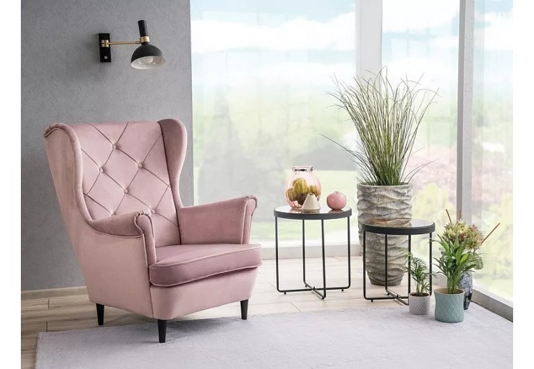 Fotel uszak Lady Velvet Różowy Fotel uszak Lady Velvet Różowy