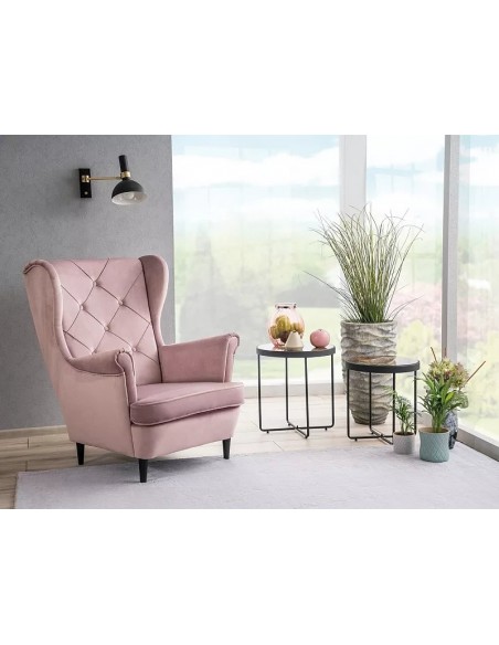 Fotel uszak Lady Velvet Różowy Fotel uszak Lady Velvet Różowy