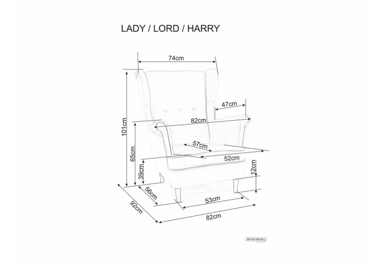 Fotel uszak Lady Velvet Curry