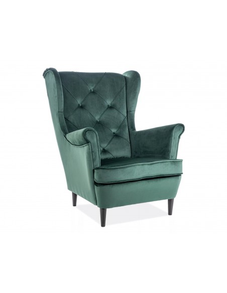 Fotel uszak Lady Velvet Zielony
