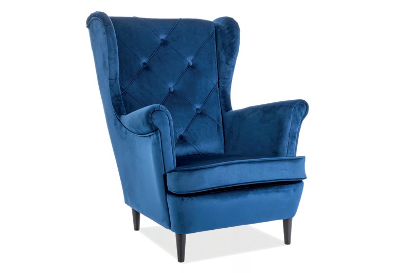 Fotel uszak Lady Velvet Granatowy