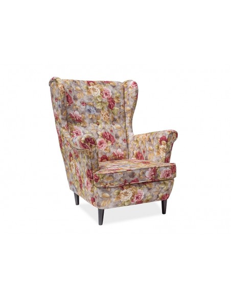 Fotel wypoczynkowy Lord Coral Kwiaty Szary