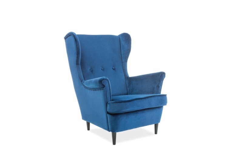 Fotel uszak Lord Velvet Granatowy