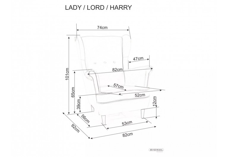 Fotel uszak Lord Velvet Szary