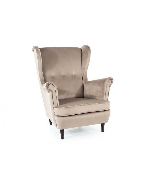 Fotel uszak Lord Velvet Ciemny Beżowy