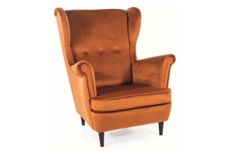 Fotel uszak Lord Velvet Cynamonowy