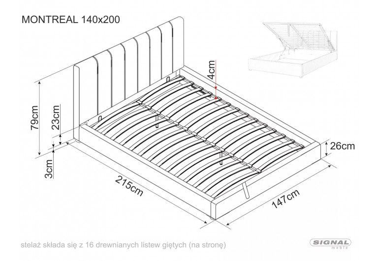 Łóżko 140 Montreal Velvet Szare