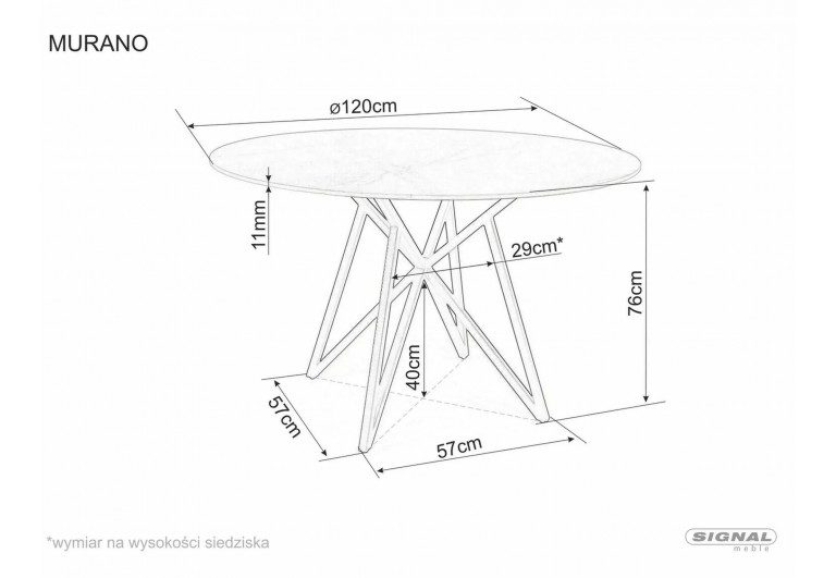 Stół okrągły 120 Murano Szary Mat