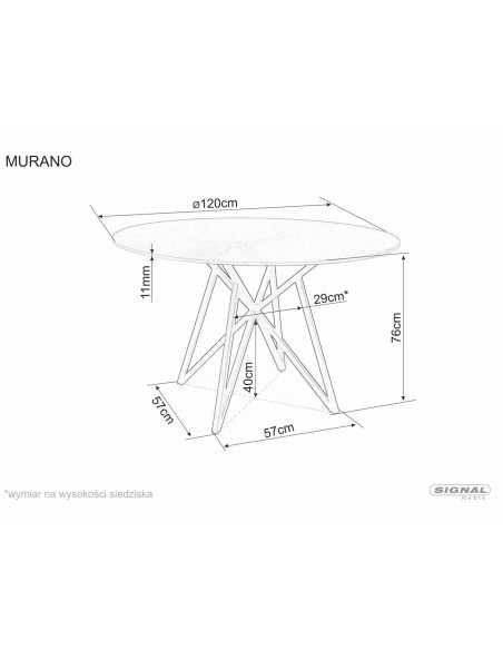 Stół okrągły 120 Murano Szary Mat