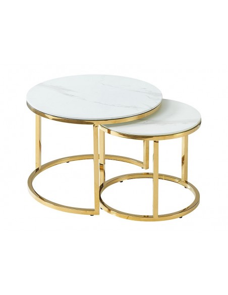 Zestaw ław okrągłych Muse II Biało Złote