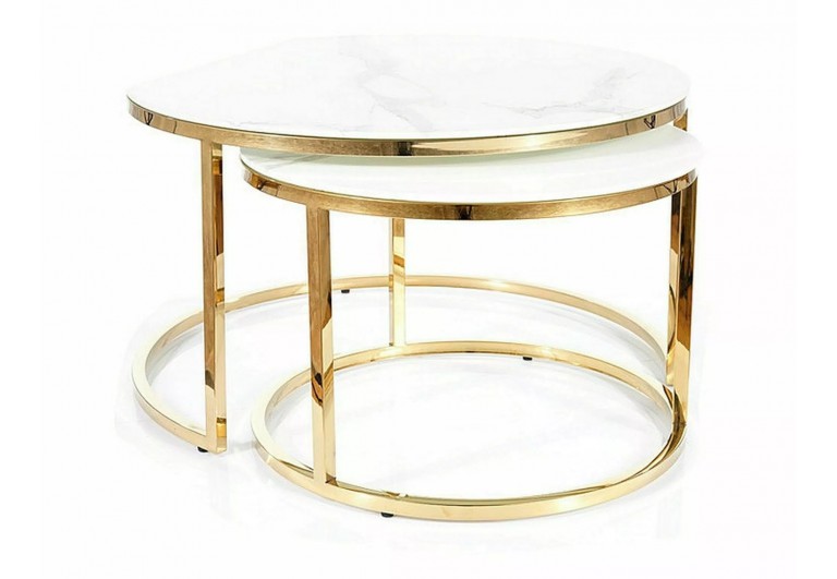 Zestaw ław okrągłych Muse II Biało Złote