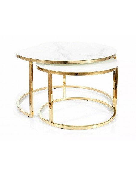 Zestaw ław okrągłych Muse II Biało Złote