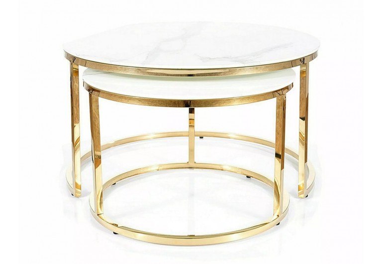 Zestaw ław okrągłych Muse II Biało Złote