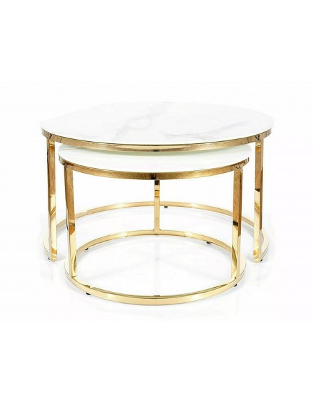 Zestaw ław okrągłych Muse II Biało Złote