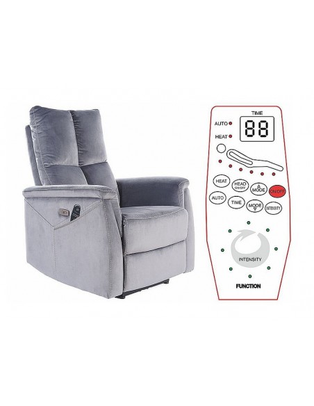 Fotel rozkładany Neptun z funkcją masażu Szary