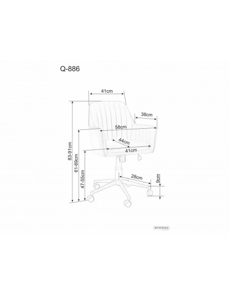 Fotel obrotowy Q-886 Velvet Różowy