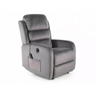 Fotel rozkładany Pegaz M Velvet z f. masażu Szary