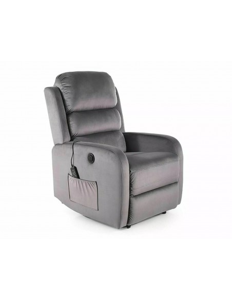Fotel rozkładany Pegaz M Velvet z f. masażu Szary