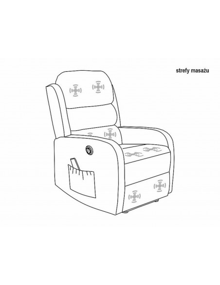 Fotel rozkładany Pegaz M Velvet z f. masażu Szary