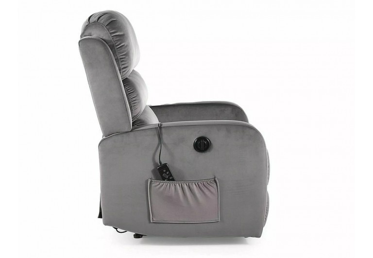 Fotel rozkładany Pegaz M Velvet z f. masażu Szary