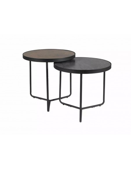 Zestaw 2 ław okrągłych Penelope Brązowo-Szare