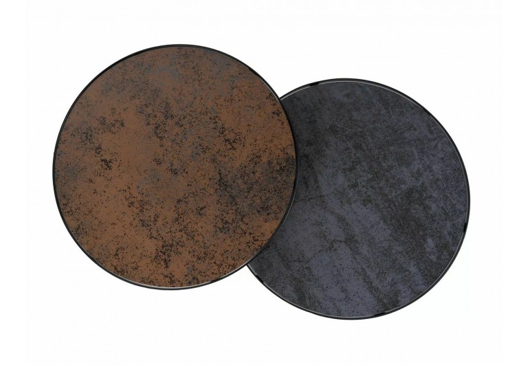 Zestaw 2 ław okrągłych Penelope Brązowo-Szare