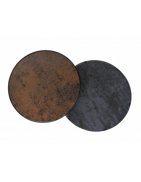 Zestaw 2 ław okrągłych Penelope Brązowo-Szare