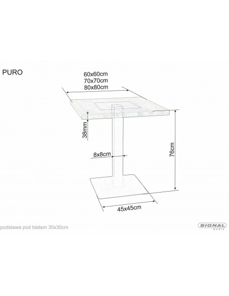 Stół kwadratowy 60 Puro Dąb Laminat