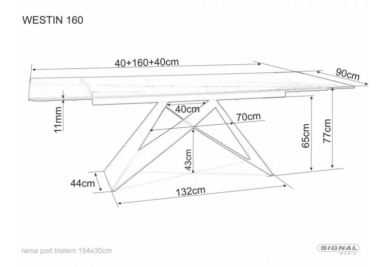 Stół rozkładany Westin Ceramic Sahara Noir
