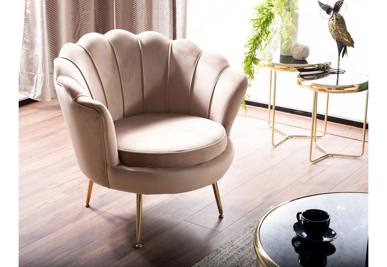Fotel Camellia 1os Velvet Beżowy