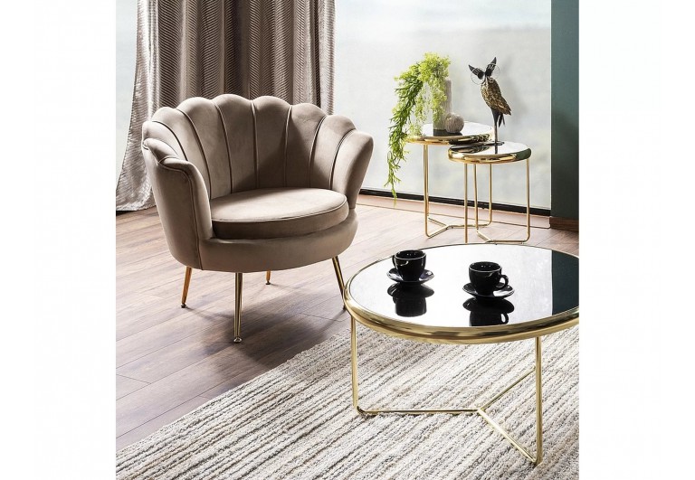 Fotel Camellia 1os Velvet Beżowy