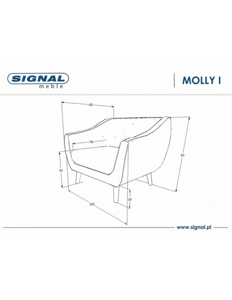 Fotel tapicerowany Molly 1 Velvet Beżowy