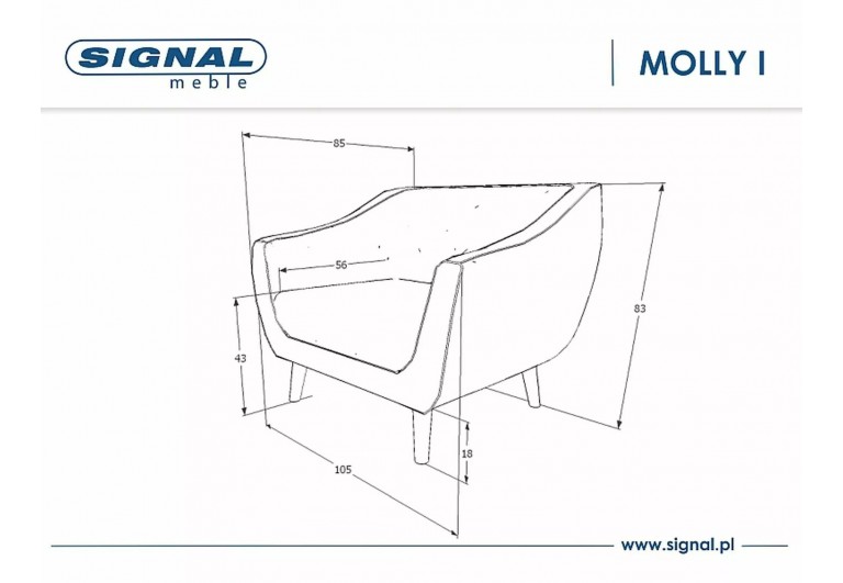 Fotel Molly 1 Velvet Szary
