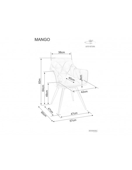 Krzesło Mango Velvet Szare