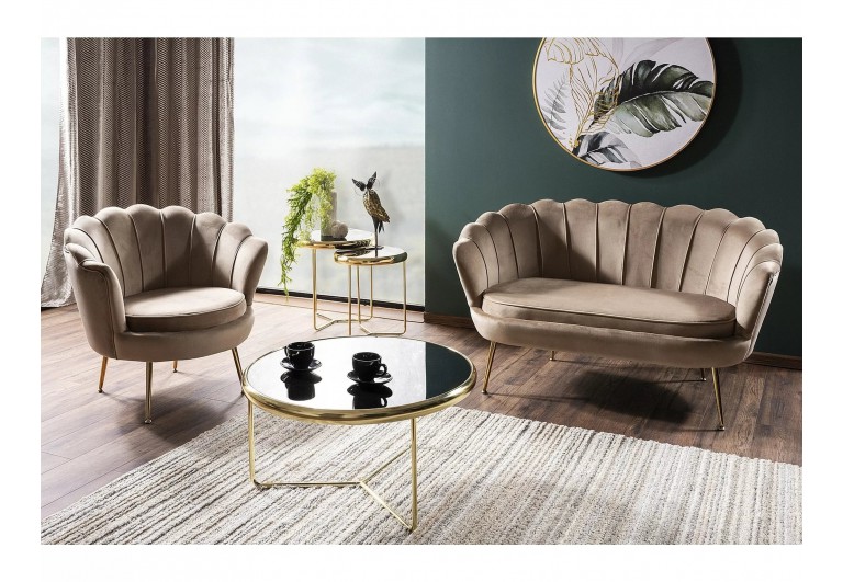 Sofa 2os Camellia 2 Velvet Beżowa