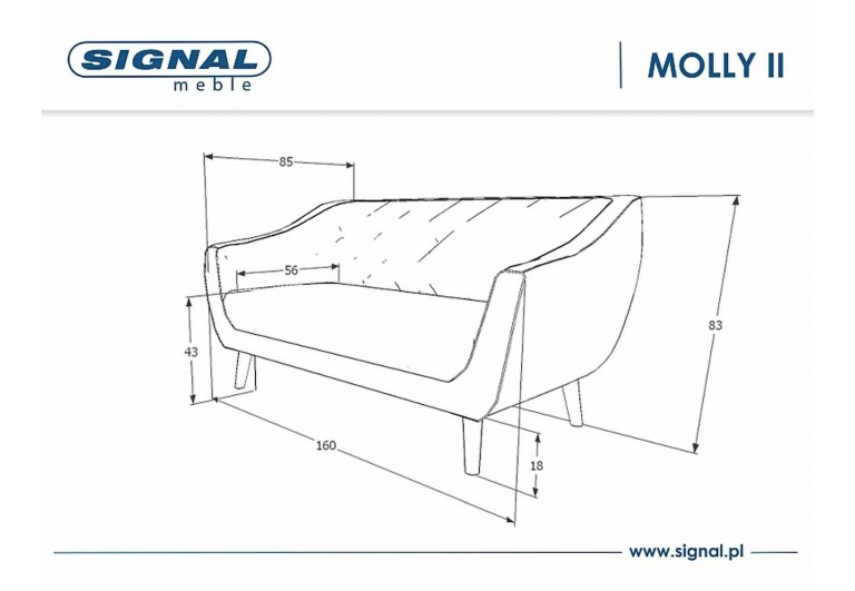 Sofa 2os Molly 2 Velvet Beżowa